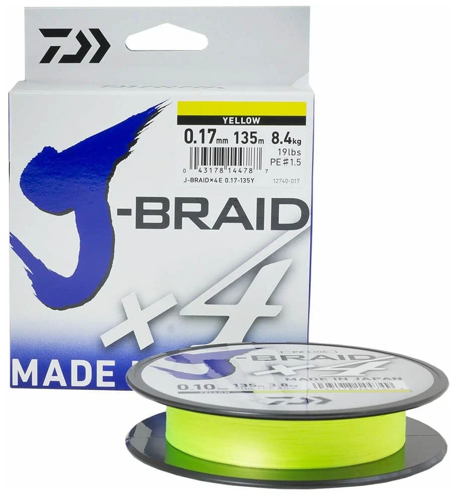 Шнур DAIWA J-Braid X4 0,19/135м  yellow