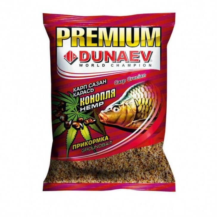 Прикормка DUNAEV-PREMIUM 1кг  Карп-Сазан Конопля Красная