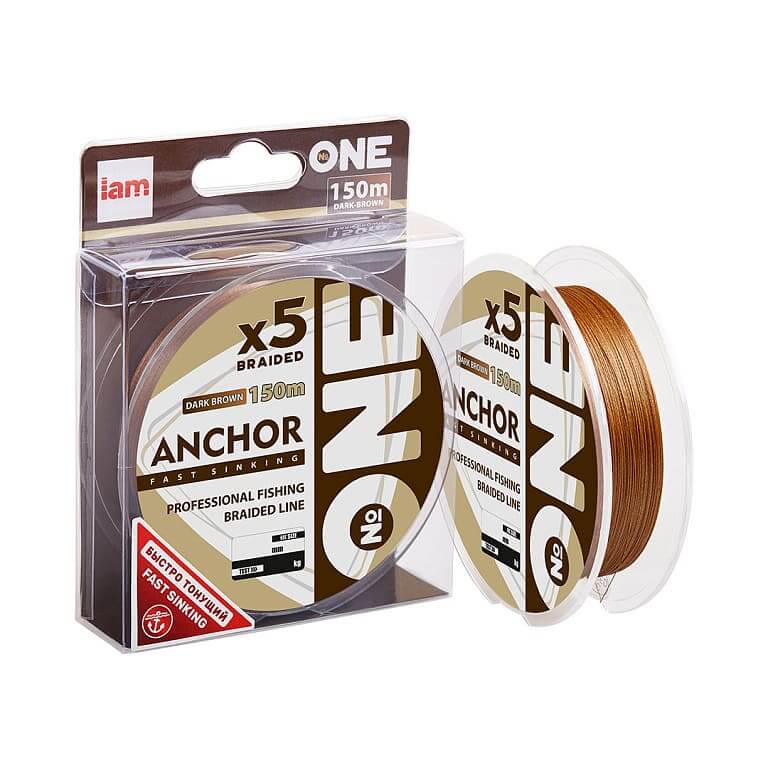 Шнур №ONE ANCHOR X5-150 тонущий (dark brown) 0,16mm