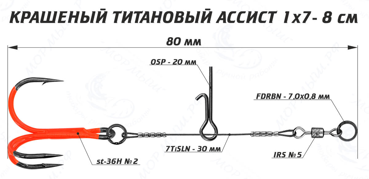 Цветной ассист из титана 1х7 размер 10см