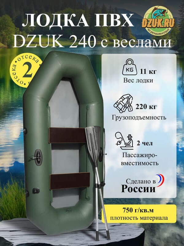 Лодка ДЗУК Неглинка 240 2-х местная ПВХ