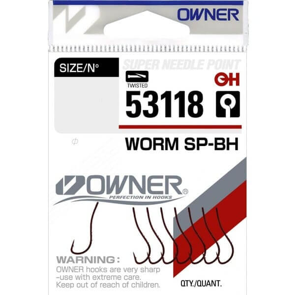 Крючок OWNER WORM 53118 SP-BH BLOODY RED №8 уп.7 шт