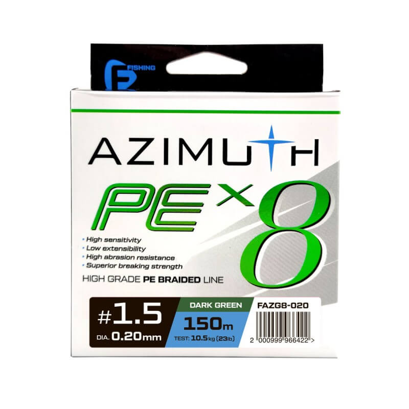 Шнур F-FISHING Azimuth PE X8 150м Dark Green 0,20мм 10,5кг/23lb